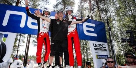 【WRC 第8戦】トヨタ、フィンランド戦を2年連続制覇…タナク完勝、豊田社長も現地で歓喜