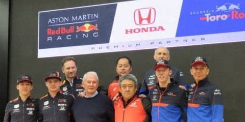 【ホンダF1】レッドブルとトロロッソの選手&首脳らが開幕壮行会見…“エース”のフェルスタッペン「少なくとも昨年以上の成績を」