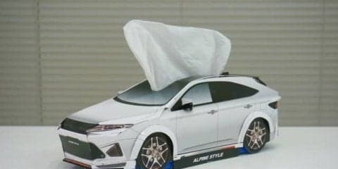 ティッシュの箱をアルパインスタイル ハリアー に、「Car Cafe」で配布予定…筑フェス2019