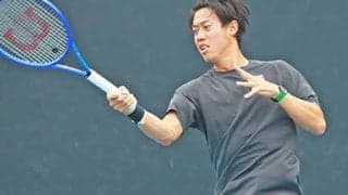  錦織圭 復帰戦の会場で練習 